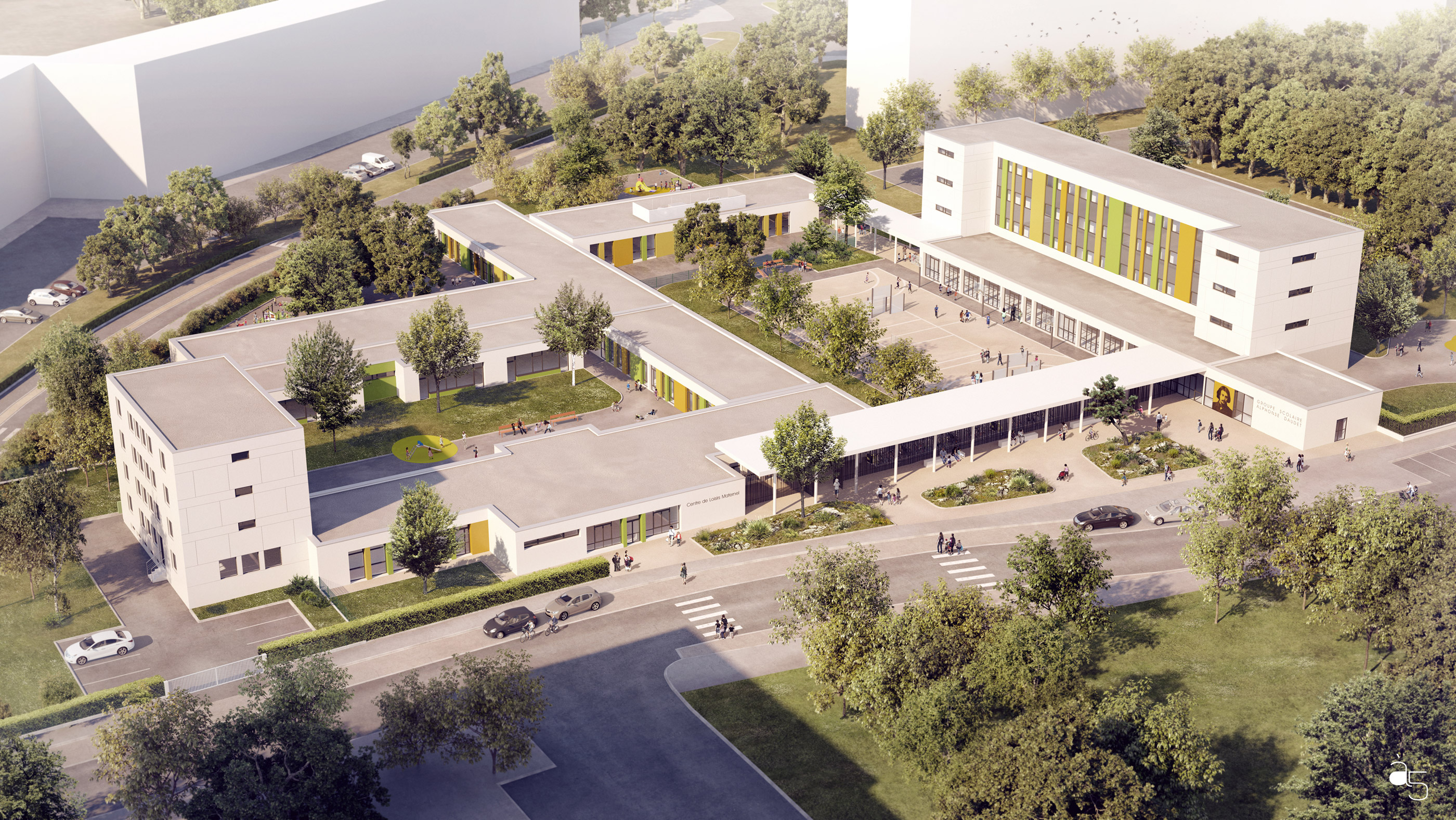 Groupe scolaire Alphonse Daudet Duclos Gaudin Riboulot architectes et associés-3dvisualization-cgi-archiviz-cgarchitect-architecture-renderviz-image de synthèse-architecture