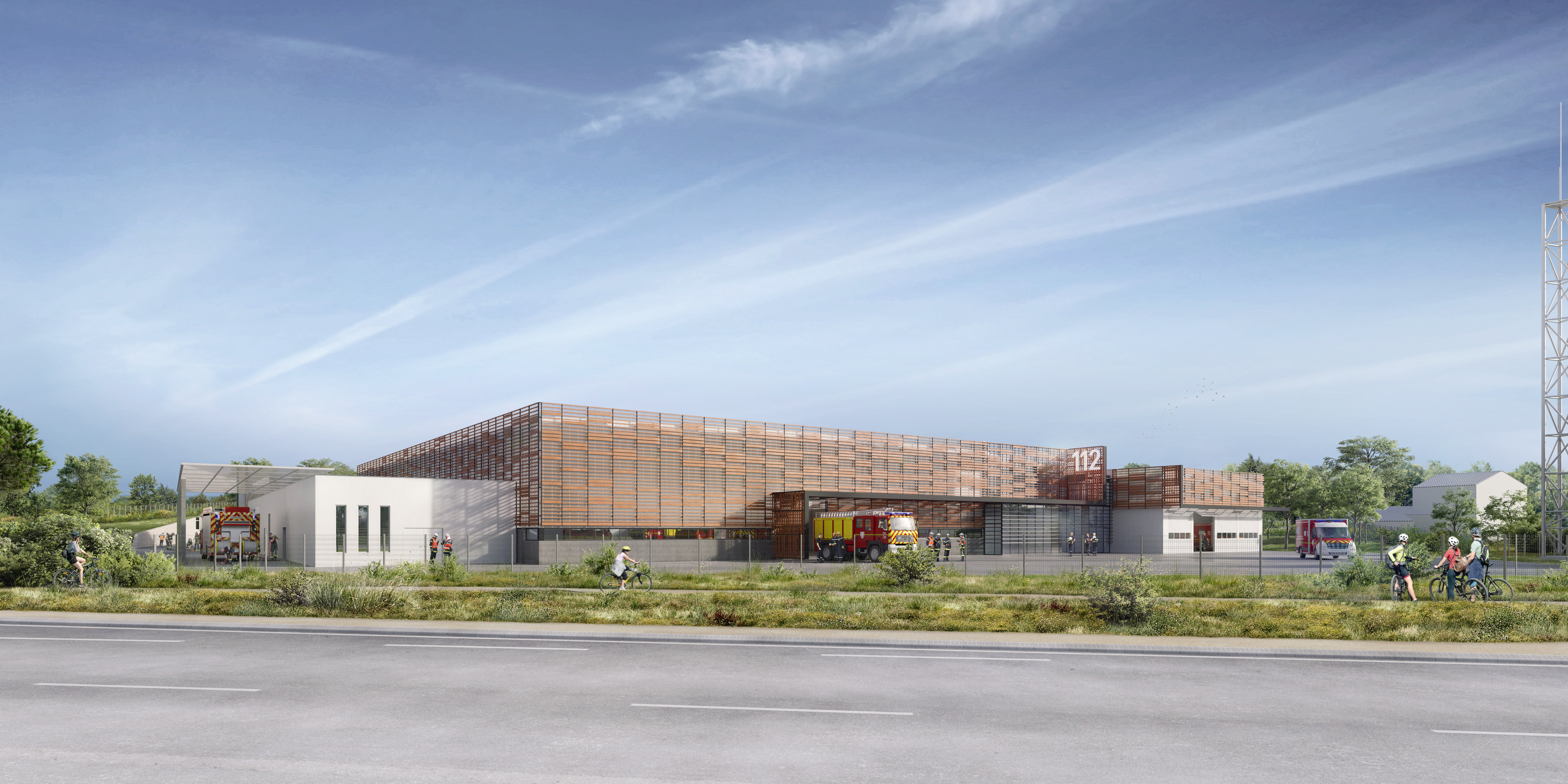 BPG & Associés - L2 architectes - concours pompiers - Concours CIS La Rochelle Lagord - image 3D - render - archiviz - image de synthèse