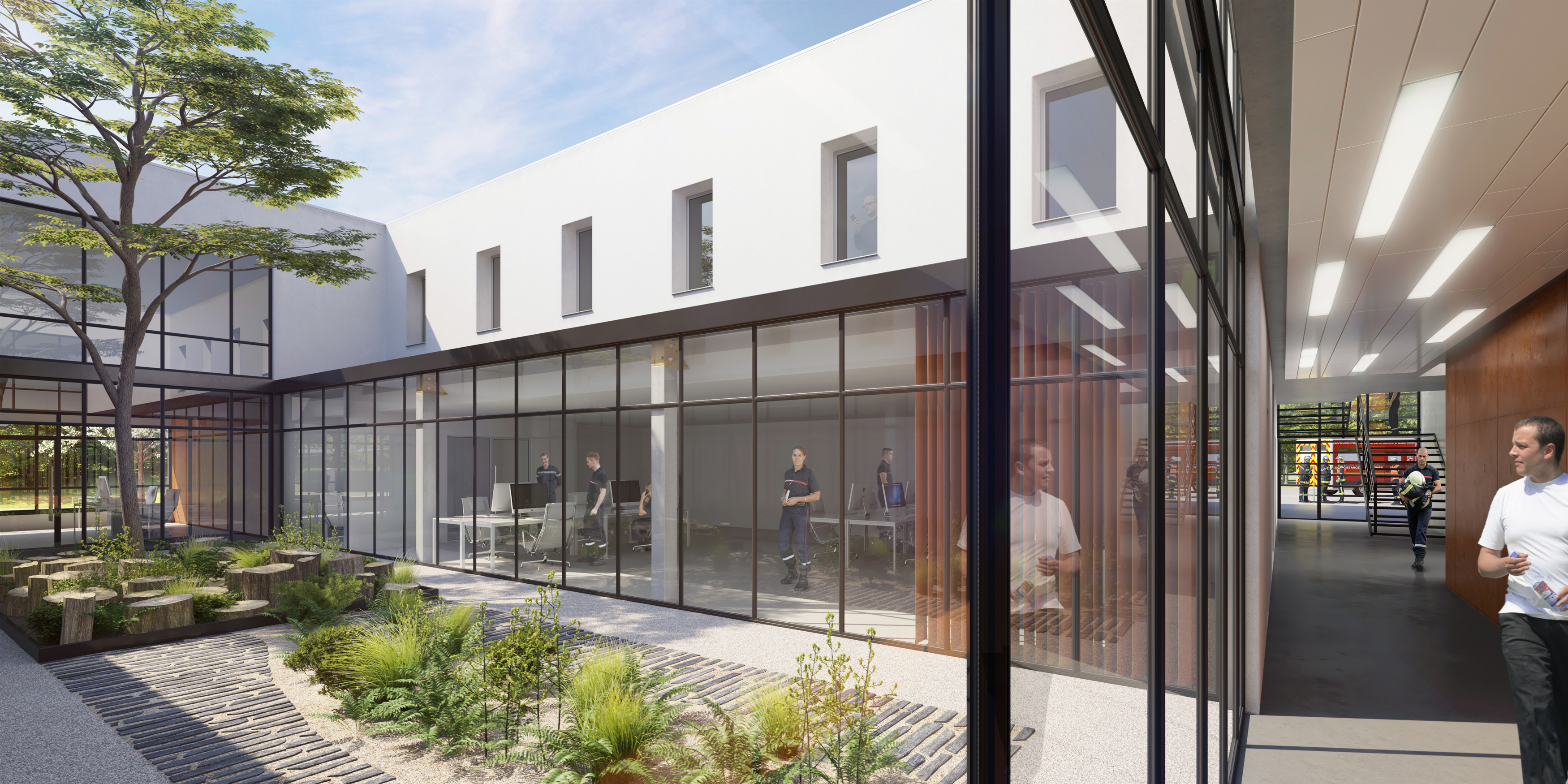 BPG & Associés - L2 architectes - concours pompiers - Concours CIS La Rochelle Lagord - image 3D - render - archiviz - image de synthèse