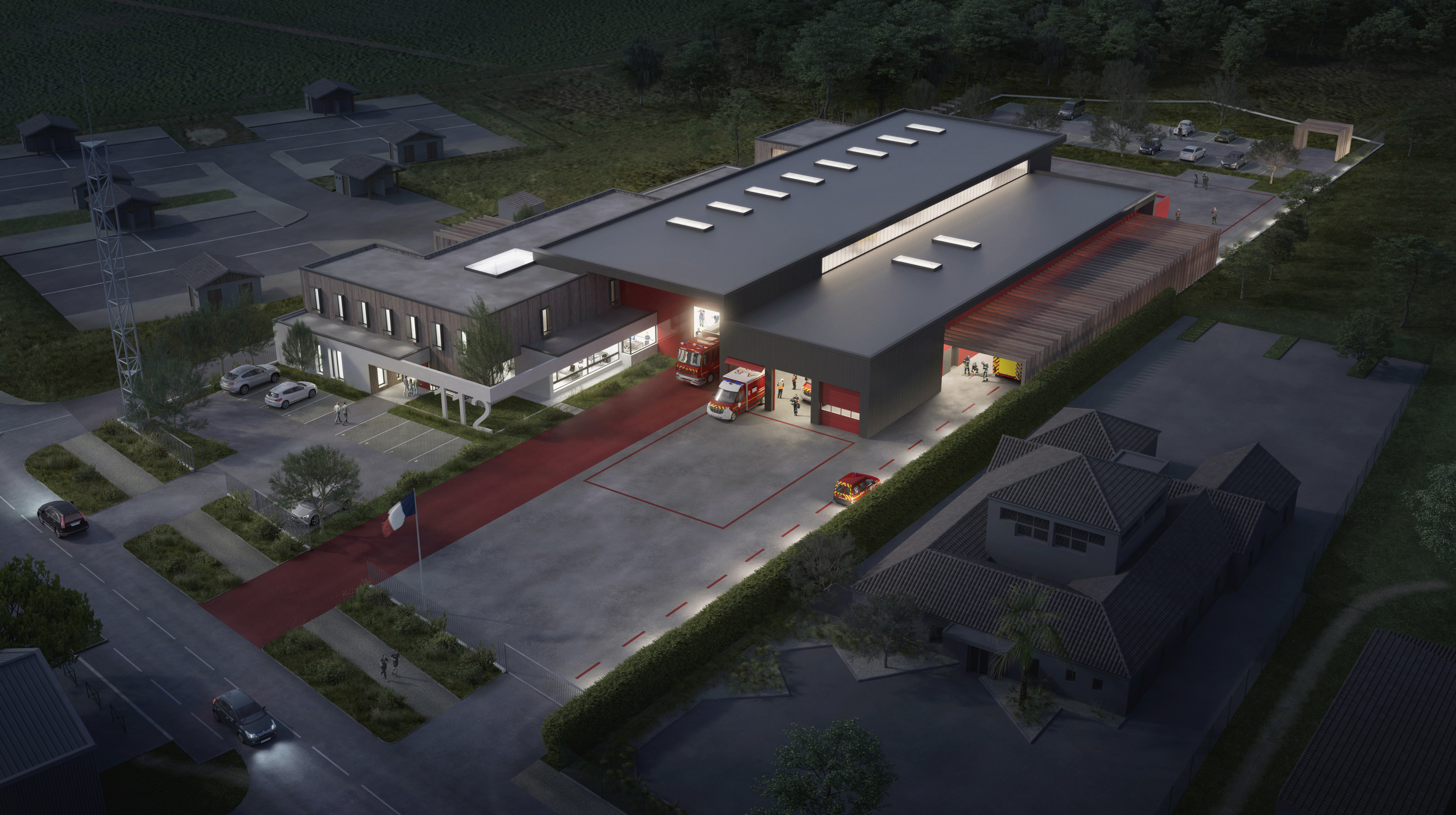 BPG & Associés - pompiers - Concours CIS Sait pierre d'oléron-CIS Charente--image 3D-render-archiviz-image de synthèse-architecture-archi-archiviz-photoshop-cgtop-3D-cgartist-archdaily-architecturecompetition-allofrender-whatarender