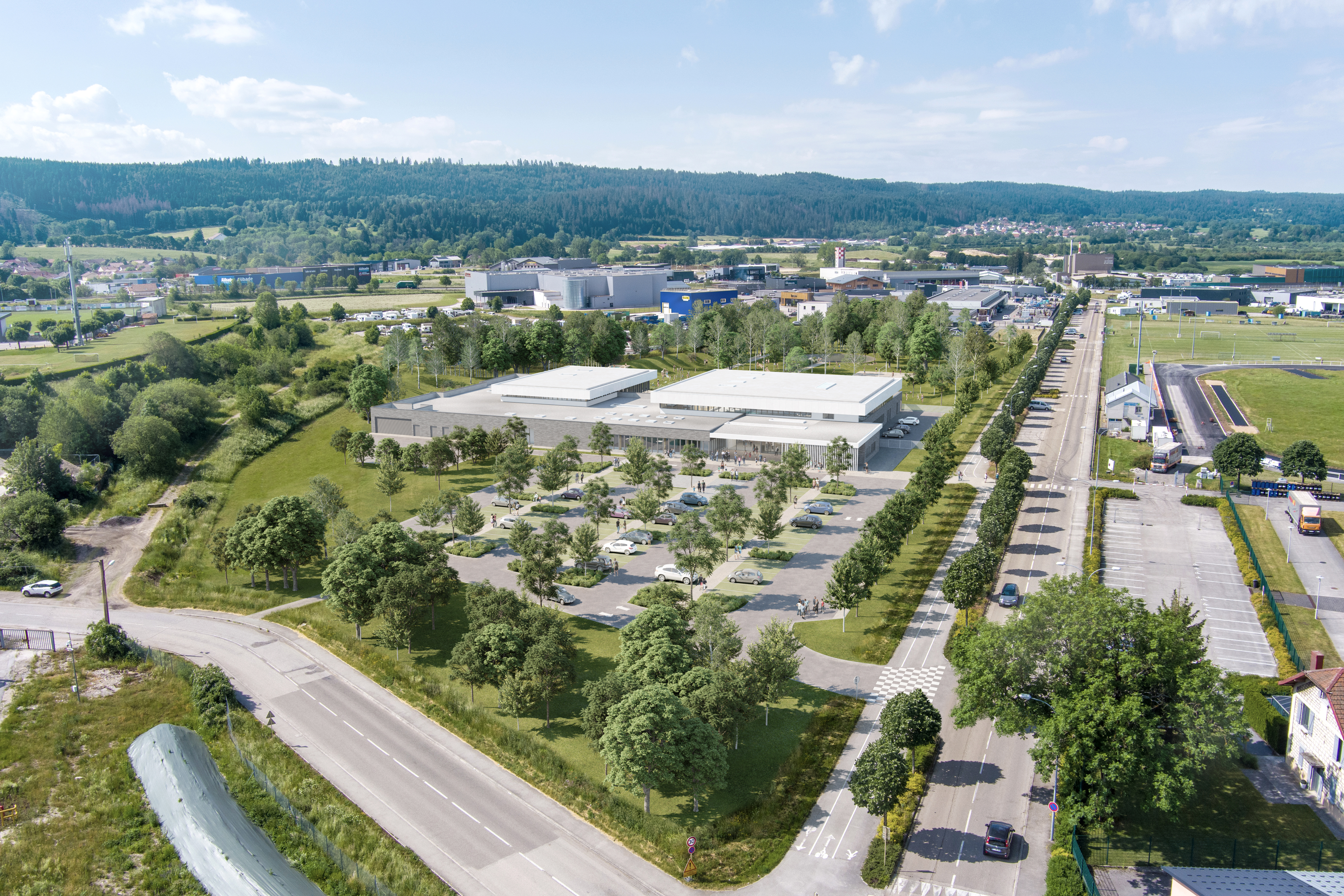 image 3D-render-archiviz-image de synthèse-Maison de santé-les marronniers-architecture-archi-archiviz-photoshop-cgtop-3D-cgartist-archdaily-architecturecompetition-allofrender-whatarender-complex sportif-grand Pontarlier-centre aquatique-ARCOS B-projet lauréat-architecture-2023