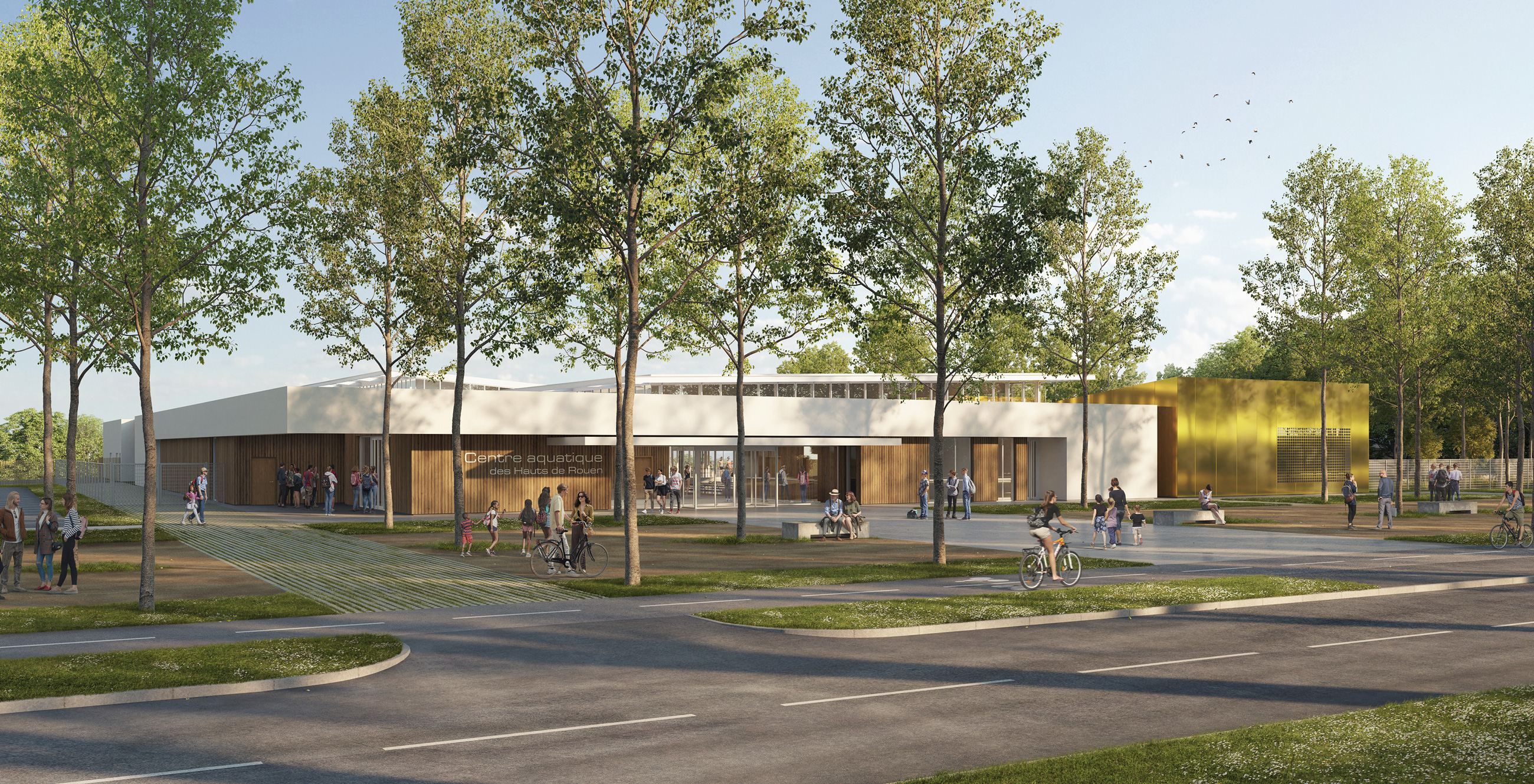 image 3D-render-archiviz-image de synthèse-architecture-archi-archiviz-photoshop-cgtop-3D-cgartist-archdaily-architecturecompetition-allofrender-whatarender-complex sportif-les hauts de rouen-centre aquatique rouen-ARCOS B-projet lauréat-architecture-2023-piscine-